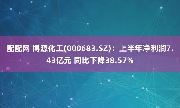 配配网 博源化工(000683.SZ)：上半年净利润7.43亿元 同比下降38.57%